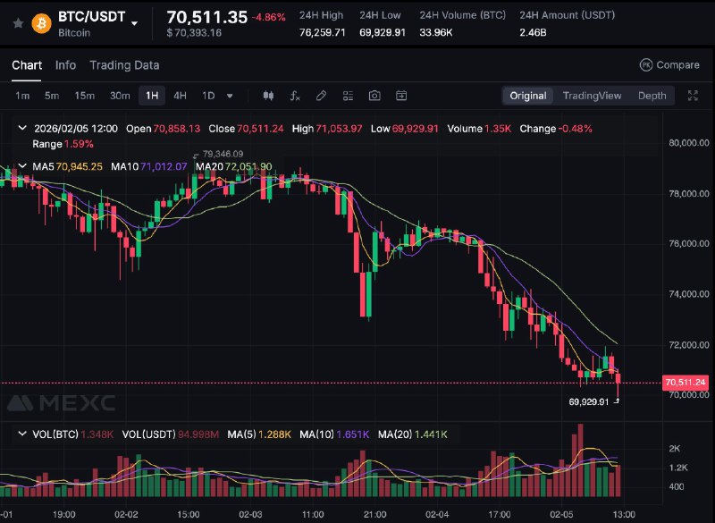 Стрімке падіння курсу Bitcoin: ціна опустилася до 70 тисяч доларів 3